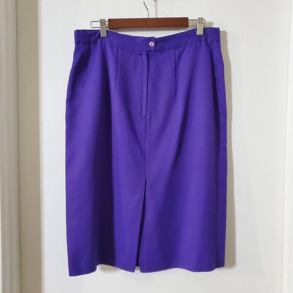 John Meyer of Norwich Size 14 2-Piece Skirt Suit Set VTG Double Breasted Purple - Picture 9 of 15